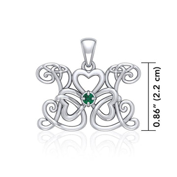 Celtic Butterfly Shamrock Clover Silver Gemstone Pendant TPD5159 - Jewelry